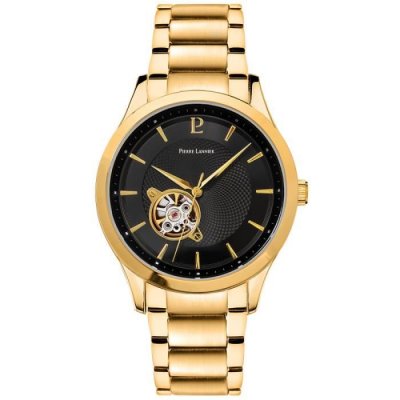 PIERRE LANNIER Montre Homme Fleuret 337B032 Cadran Noir Bracelet Acier Dor&eacute;