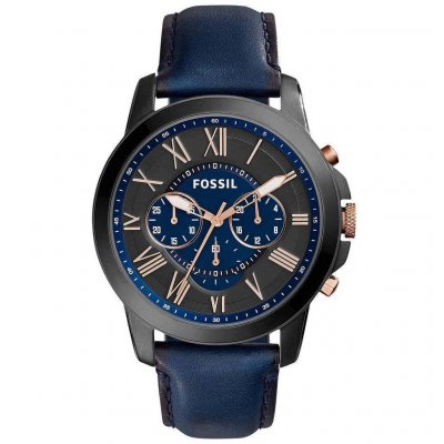 FOSSIL Montre Homme  Grant FS5061 chronom&egrave;tre sport bleu nuit