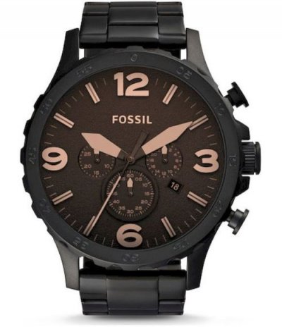 FOSSIL Montre homme  NATE JR1356. Noir. Quartz. Ana