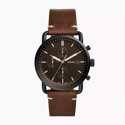 FOSSIL Montre Homme  The Commuter FS5403 bracelet cuir marron