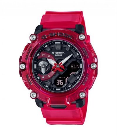 CASIO Montre Homme GA-2200SKL-4AER - Bracelet R&eacute;sine Rouge