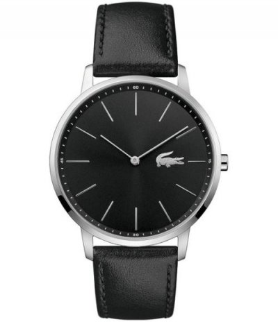 LACOSTE Montre Homme  Moon 2011016 Bracelet Cuir Noir Fond Noir