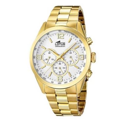 LOTUS Montre homme  chrono l18153/1 bracelet en acier inoxydable dor&eacute;
