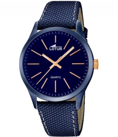 LOTUS Montre Homme  Minimalist L18166-2 Bleue &agrave; index couleur or