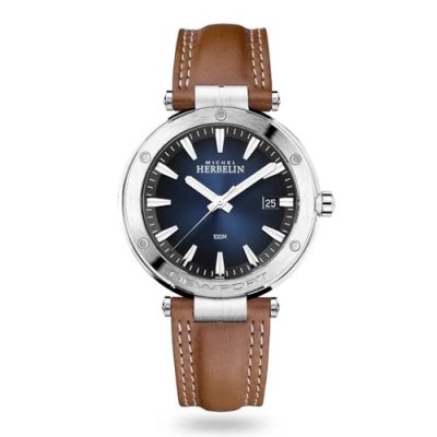 MICHEL HERBELIN Montre Homme Newport Bleu fonc&eacute; 12288A15GD Gris 