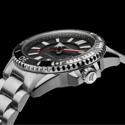 SPINNAKER Montre Homme  AMALFI en acier argent&eacute; et cadran noir