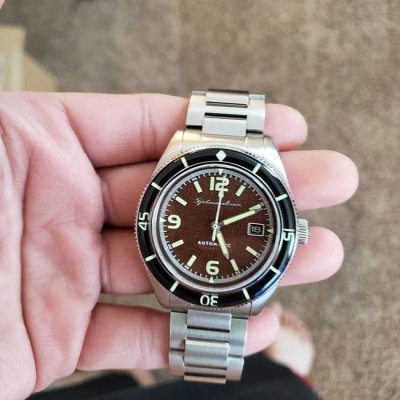 SPINNAKER Montre Homme  FLEUSS en acier argent&eacute; et cadran marron