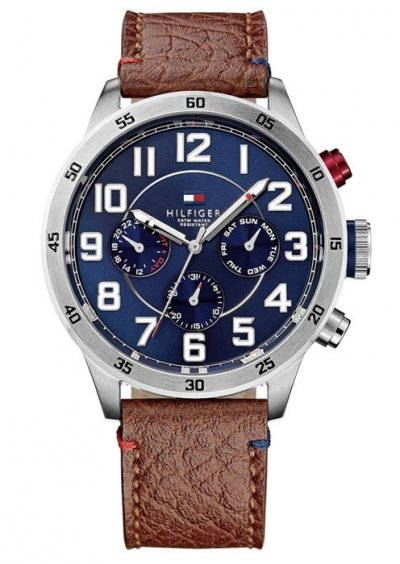 TOMMY HILFIGER Montre Homme  1791066 Bracelet marron en cuir