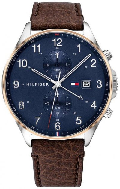 TOMMY HILFIGER Montre Homme  1791712 bracelet en cuir marron