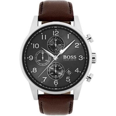 BOSS Montre Hugo  Navigator Chronom&egrave;tre 1513494 bracelet cuir marron