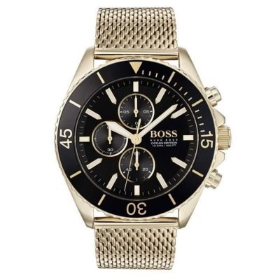 BOSS Montre Hugo  Ocean 1513703 Cadran noir maille milanaise