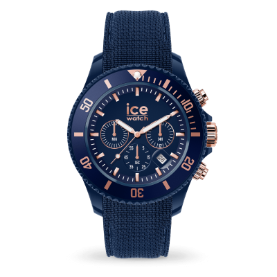 ICE WATCH Montre ICE chrono Dark blue Rose Gold avec bracelet en silicone