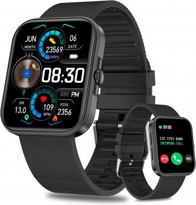VENDOS85 Montre intelligente homme (cadran/r&eacute;pondre aux appels) ip67 etanche noir