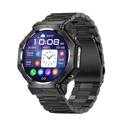 Montre intelligente - NEOZHOU - KC91 - GPS - Assistant Vocal IA - Bracelet acier noir