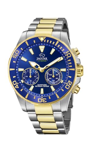 JAGUAR Montre  Hybrid Connected Acier IP or Cadran et lunette bleus J889/1