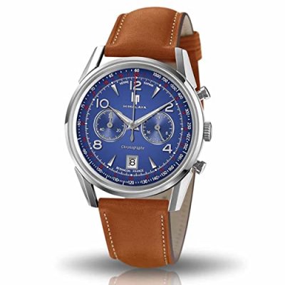 LIIP Montre Lip HIMALAYA 40 mm chronographe cadran bleu - 671597 Marron 