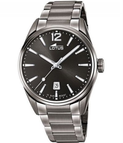 LOTUS Montre  L18684-1 - Dateur Acier Gris Cadran Noir Homme