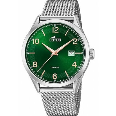 LOTUS Montre  MINIMALIST 18631-2 - Dateur Acier Cadran Vert Homme
