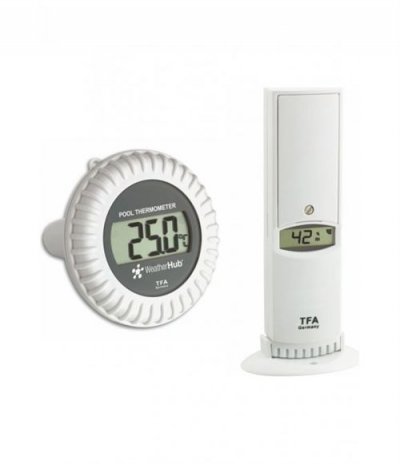TFA Montre Mixte Emetteur thermohygro avec &eacute;metteur piscine WEATHERHUB 30.3310.02 blanc
