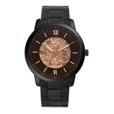 FOSSIL Montre Neutra de  automatique &agrave; trois aiguilles en acier inoxydable noir pour homme, ME3183