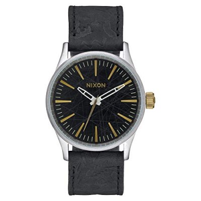 NIXON Montre noire et cuivre Sentry 38 Leather pour homme