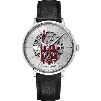 PIERRE LANNIER Montre  Montre Homme CATHEDRALE Argent&eacute; Cuir Noir