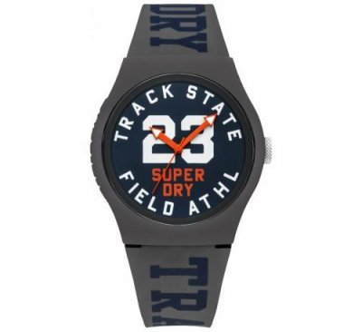 SUPERDRY Montre  SYG182UE - Montre Silicone Grise Cadran Bleu Homme