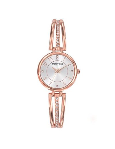 TRENDY KISS Montre TMRG10110-03 - Montre Bracelet Dor&eacute; Rose Strass Femme