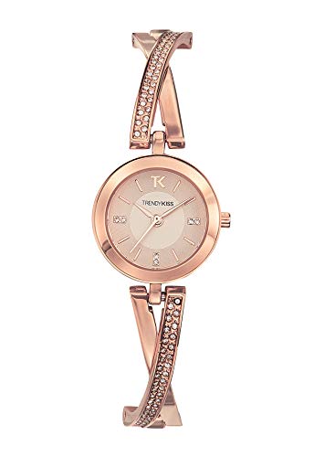 TRENDY KISS Montre  TMRG10100-04 - Montre Acier Dor&eacute;e Rose Sertie Femme