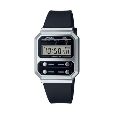 CASIO Montres Mixte  A100WEF-1AEF - Bracelet R&eacute;sine Noir