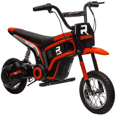 HOMCOM Moto cross &eacute;lectrique dirt bike enfant 350w 12v 2 vitesses 8-16 kmh rouge noir 