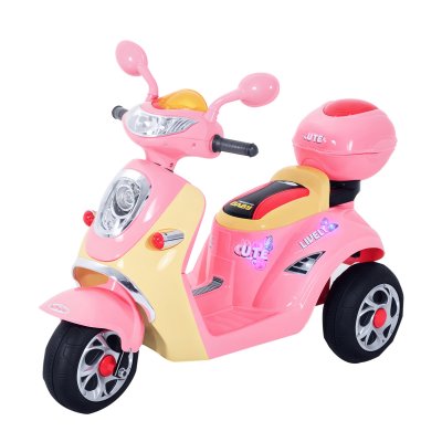 Moto scooter &eacute;lectrique rose pour enfants fonctions musique et lumi&egrave;re 