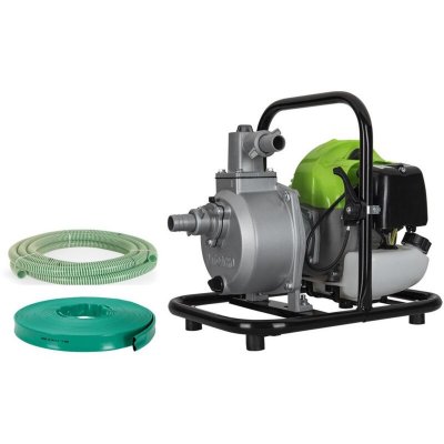VITO GARDEN Motopompe thermique 1.5CV 43 cm3 8000 L/h Kit complet 10m Tuyaux &eacute;vacuation et Aspiration VITO