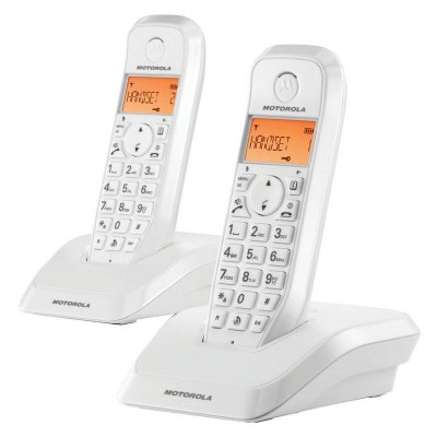MOTOROLA  S1202 2 Units Wireless Landline Phone Blanc
