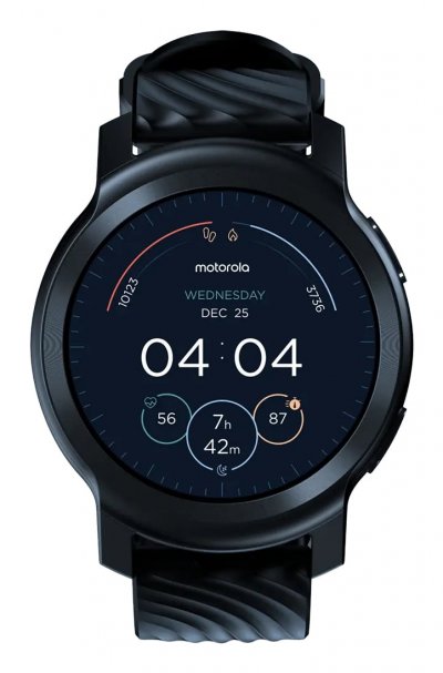MOTOROLA  Watch 100 Montre Connect&eacute;e 42mm R&eacute;sistante &agrave; l&acute;Eau Acc&eacute;l&eacute;rom&egrave;tre GPS SpO2 Noir Fant&ocirc;me