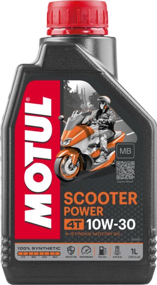 MOTUL  10W-30 synth&eacute;tique Scooter power, Huile moteur 4 temps, 1 litre