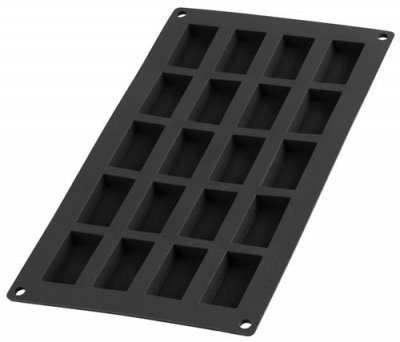 LEKUE Moule &agrave; financiers en silicone - 20 cavit&eacute;s - noir - 