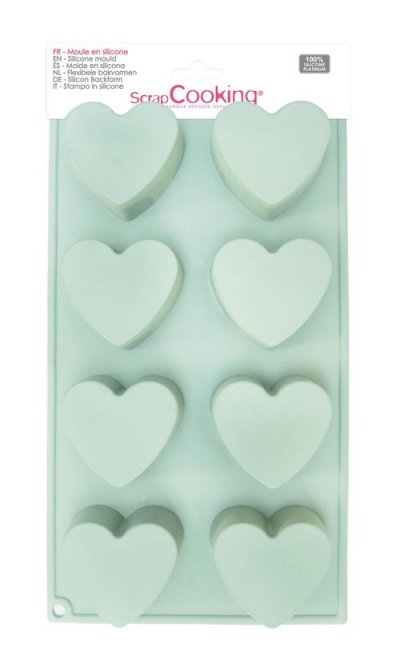 SCRAPCOOKING Moule &Agrave; G&acirc;teau Fantaisie  Silicone 8 Coeurs Funfetti