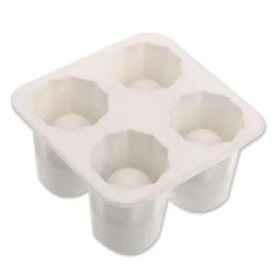 TOTALCADEAU Moule et bac pour 4 glacons et chocolat verres shooter blanc