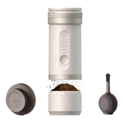 OUTIN Moulin &agrave; caf&eacute; &eacute;lectrique portable  Fino Sandstone White - blanc