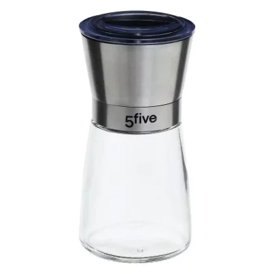 FIVE SIMPLY SMART Moulin &agrave; &eacute;pices en verre et acier inoxydable 13,50 cm