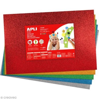 APLI Mousse EVA thermoformable 40x60 cm - 5 pi&egrave;ces paillet&eacute;es -  AGIPA