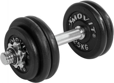 MOVIT  1 x Halt&egrave;re court de 15 kg en fonte (poids 4x2,5kg + 2x1,25kg)