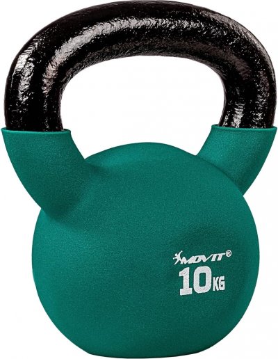 MOVIT  Kettlebell 10kg vert en fonte n&eacute;opr&egrave;ne