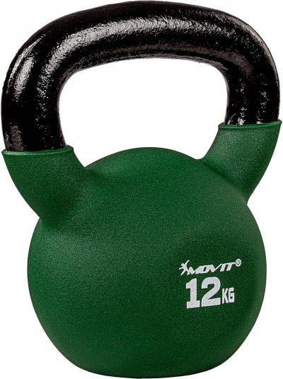 MOVIT  Kettlebell 12kg vert en fonte n&eacute;opr&egrave;ne