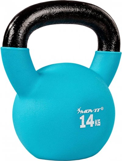 MOVIT  Kettlebell 14kg bleu ciel en fonte n&eacute;opr&egrave;ne