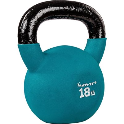 MOVIT  Kettlebell 18kg bleu p&eacute;trole en fonte n&eacute;opr&egrave;ne