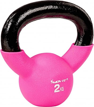 MOVIT  Kettlebell 2kg rose en fonte n&eacute;opr&egrave;ne