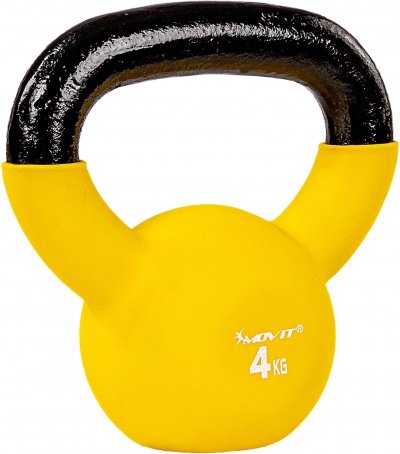 MOVIT  Kettlebell 4kg jaune en fonte n&eacute;opr&egrave;ne