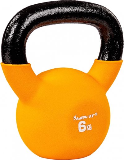 MOVIT  Kettlebell 6kg orange en fonte n&eacute;opr&egrave;ne